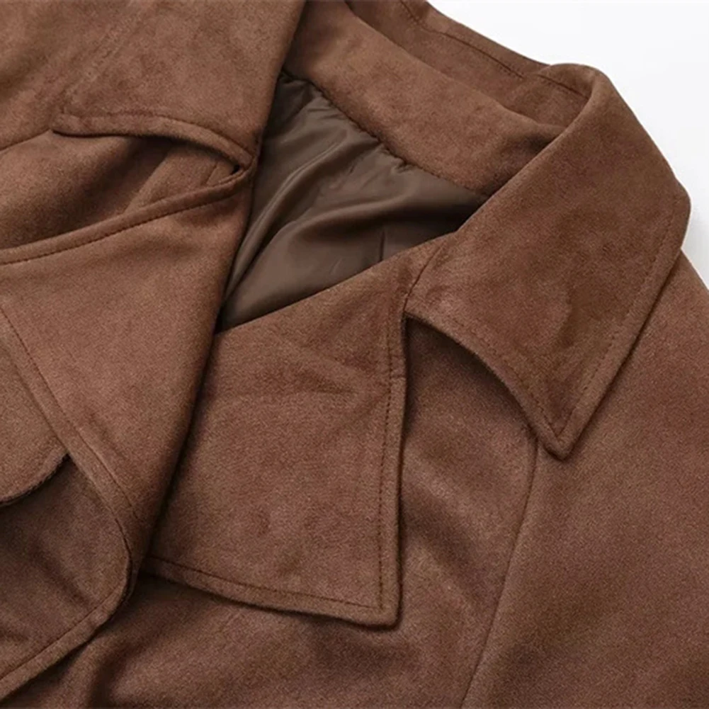 

Elegant Outerwear Double-breasted Coat Spring Autumn Wear Long Sleeve Design Regular Clothing Length For Daily Wear