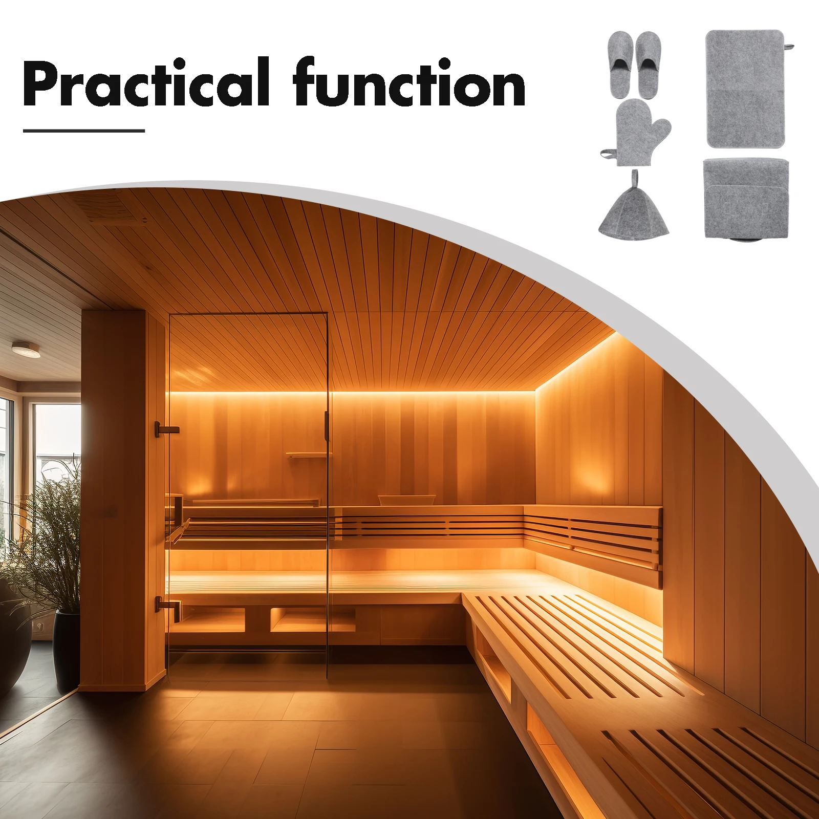 

Sauna Felt Set Women Gloves Bath Kit Protection Cap Accessories Spa Pool Insulation Safety Durability Easy Installation