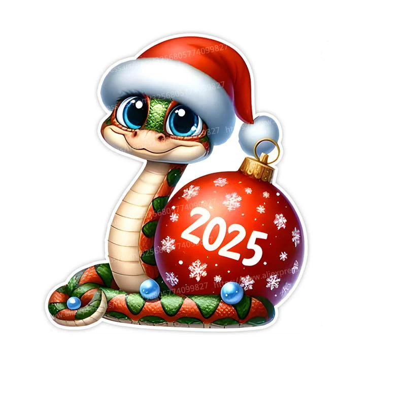 

Funny Snake Christmas 2025 Car Sticker Vinyl Decal Waterproof Rear Window Motorcycle Camper Bumper Truck Laptop Decoration SH701