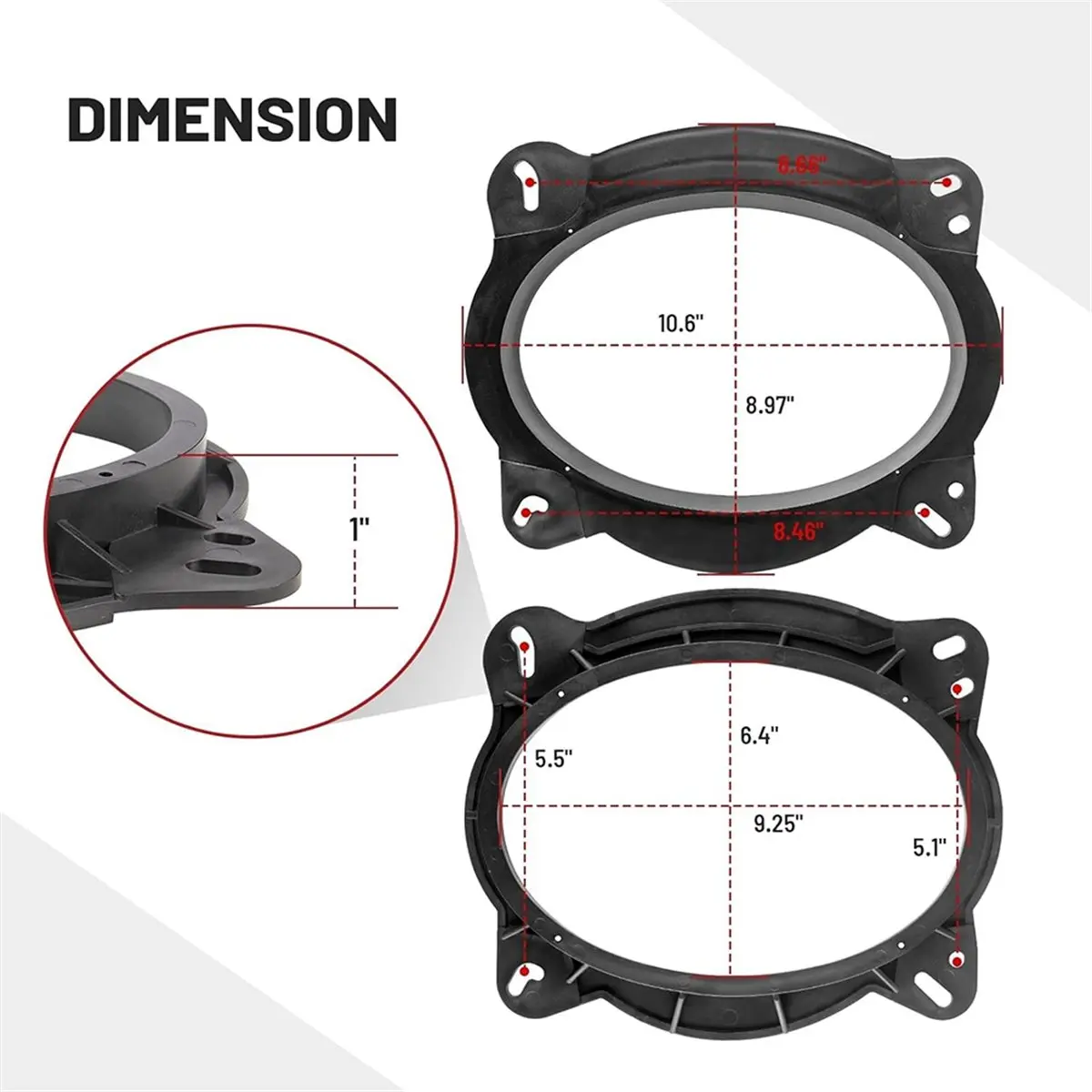 6x9 Inch Speaker Spacer Adapter Kit with Wiring Harness, Door Speaker Mount Brackets for for (1 Pair)