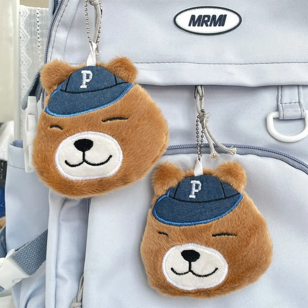 Portaoggetti Portafoglio in peluche con orso marrone Borsa per cuffie con cerniera Orso portamonete in peluche Ciondolo Portamonete portatile con animali dei cartoni animati Ornamento