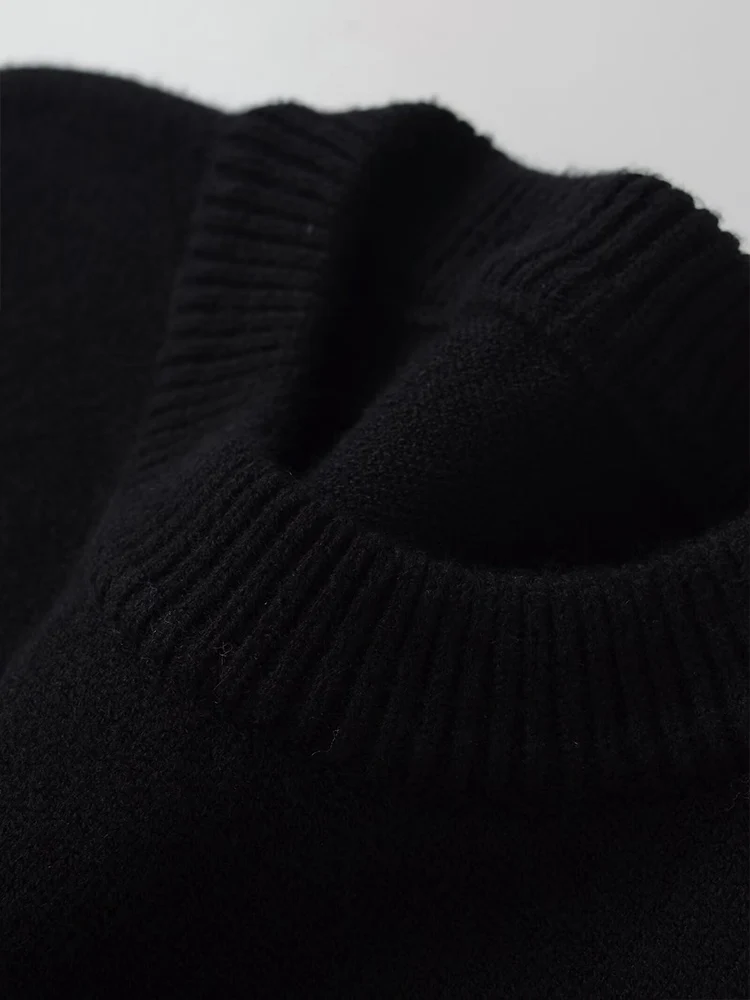 Estilo europeo y americano 2025 otoño recién llegados ropa de mujer versátil suéter de manga larga con cuello redondo corto