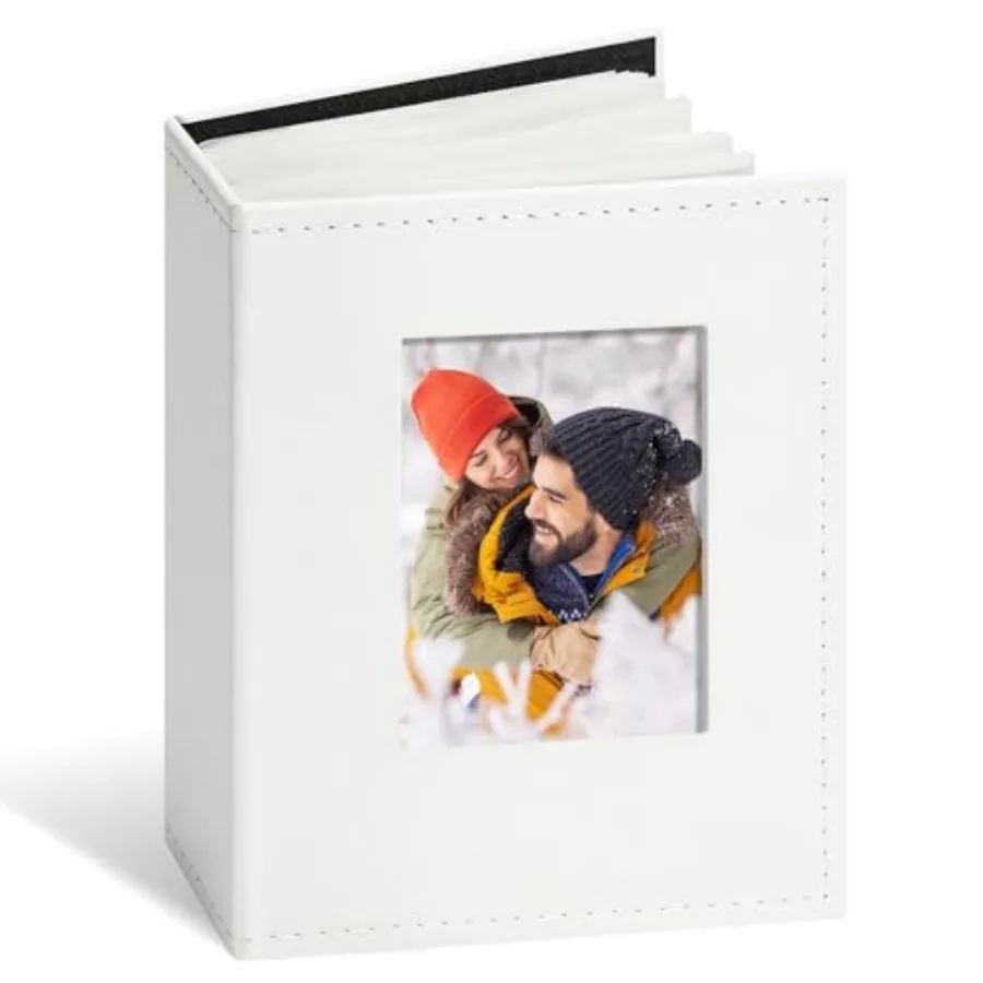 Photo Album 4x6 100 Photos Leather Cover Picture Book with Front Window, Slip-in Picture Albums for Baby Wedding Vacation