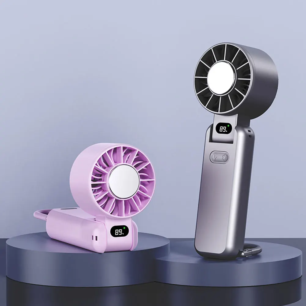 مروحة توربوس صغيرة قابلة للطي للسفر شاشة ديجيتال شحن USB مروحة كهربائية صغيرة للمنزل #1