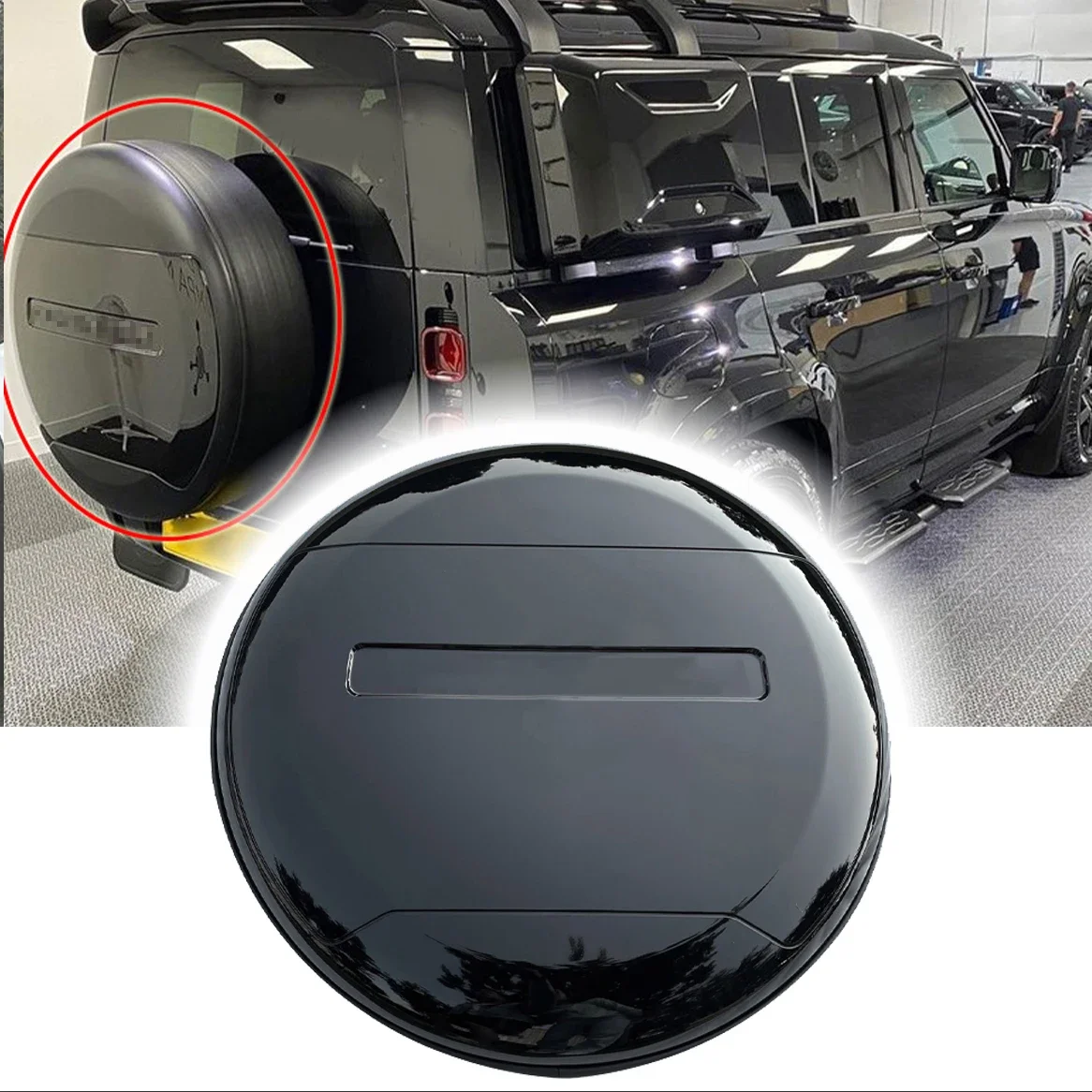 Santorini Black Series Spare Tire Cover fits for Land Rover Defender 110 90 130 2020-2024 ABS Spare Tyre Wheel Cover Protector