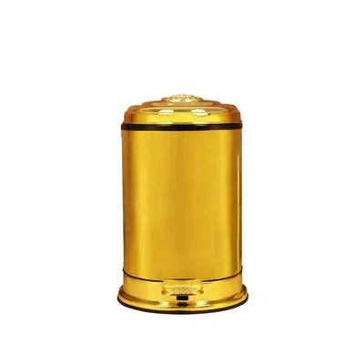 European Trash Can Home Living Room Golden Stainless Steel Pedal Mute Creative Kitchen Trash Can