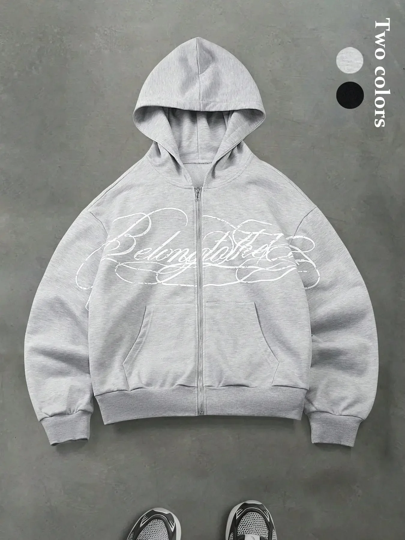 Herren- und Damen-Fitness-Freizeit-Hoodie mit Reißverschluss, Streetwear, Vintage-Design mit kursive Buchstaben, verkürzter Schnitt, Sweatshirt mit durchgehendem Reißverschluss, S–2XL.