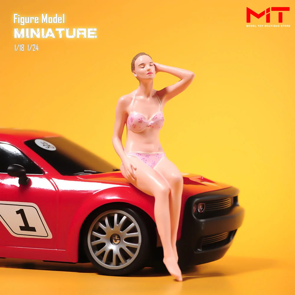 In Stock Exquisite Painted Miniatures 1/24 1/18 Bikini Beauty Girls Figure Diorama Mini Doll Model Scene Props For Cars Display