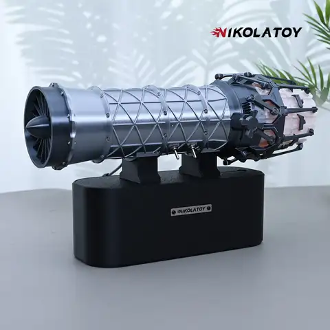 NIKOLATOY Turbofan Engine Model Vector Nozzle Turbine Spray Humidifier Office Desktop Ornament Creative Tech Gift for Men Hobby