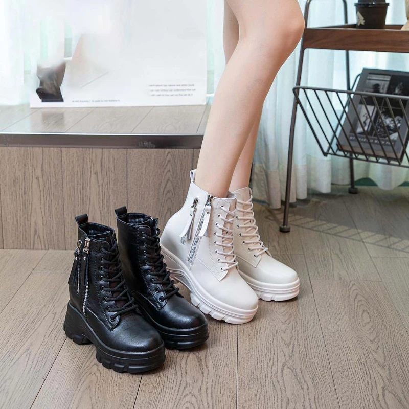 Fujin 9cm Microfiber Leather Women Chunky Sneaker Spring Platform Fashion Autumn Winter Plush Warm Casual Ankle Booties Shoes image 4