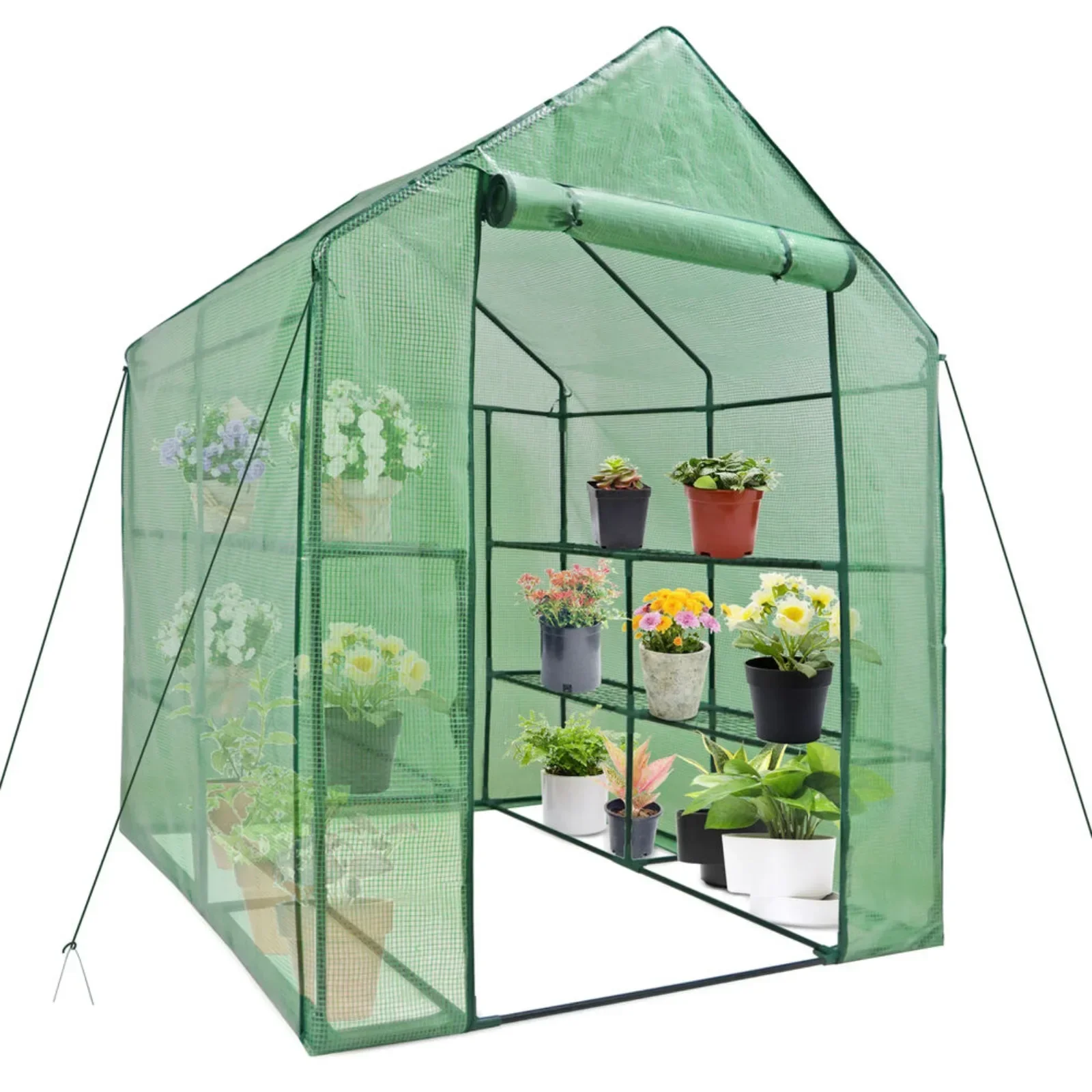 

US 8 Shelves 3 Tiers Greenhouse Walk In Green House Outdoor Plant Gardening Mini