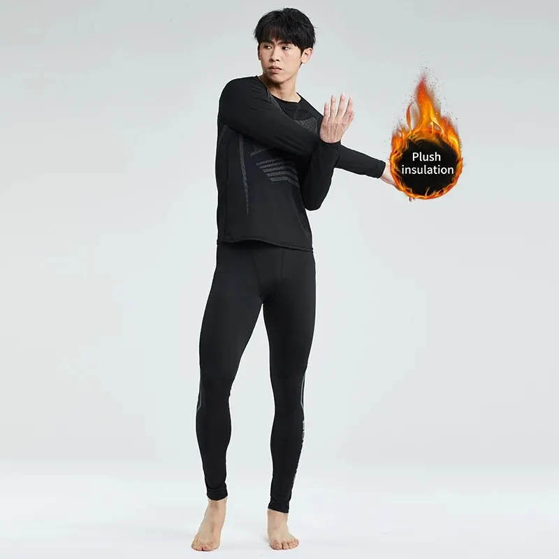 Thermal Underwear Men\'s Plush Thickened Winter Cold-Proof Seamless Leggings Sports Suit Autumn And Winter Top