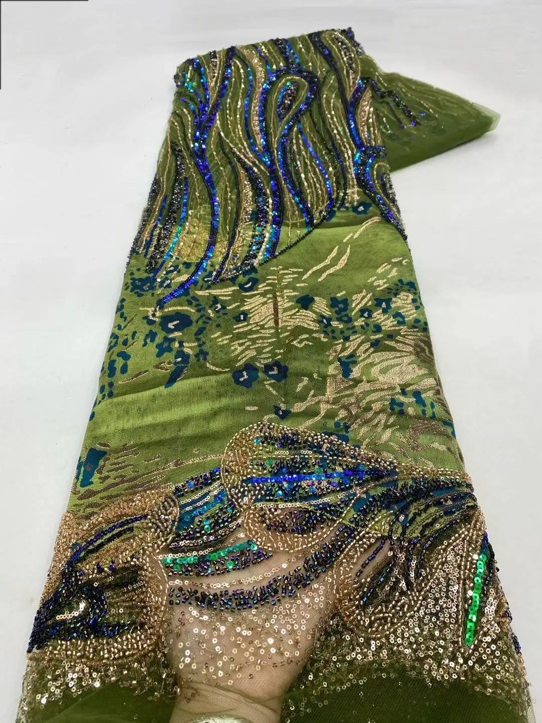 African Beaded 2025 High Quality Nigerian Sequins With Pearl Lace French Tulle Lace Fabric For Party Dress Sewing