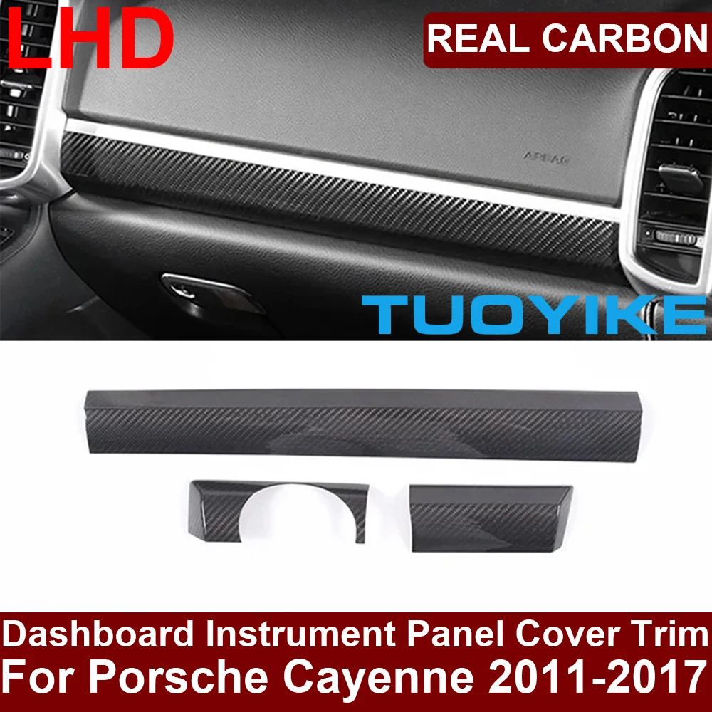 LHD Real Dry Carbon Fiber Dashboard Central Console Gear Shift Trim Interior Door Panel Cover For Porsche Cayenne 958 2011-2017