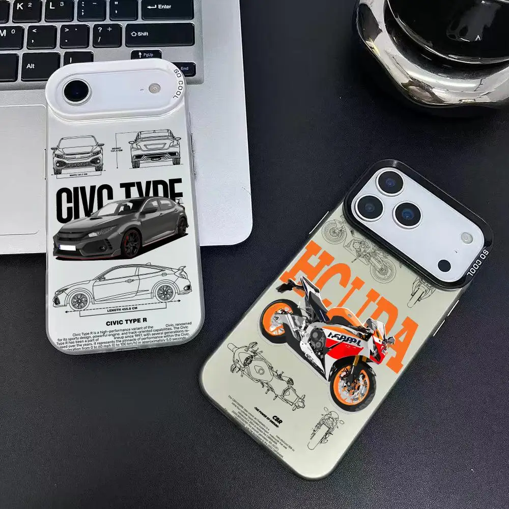 Чехол для телефона C-Civic типа Cbr MOTO для iPhone 17, 16, 15, 14, 13, 12, 11 Pro Max, цветной матовый лазерный противоударный чехол для телефона Aurora