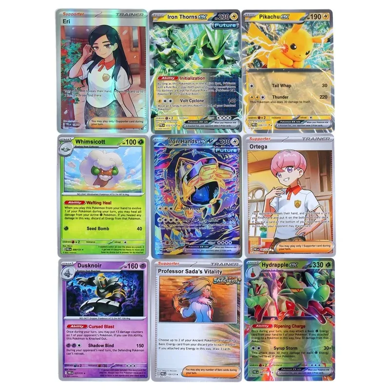 360 Peças/Conjunto de Cartas Pokémon em Inglês Prismatic Evolutions Scarlet Violet 151, Cartas de Batalha em Inglês para Presentes