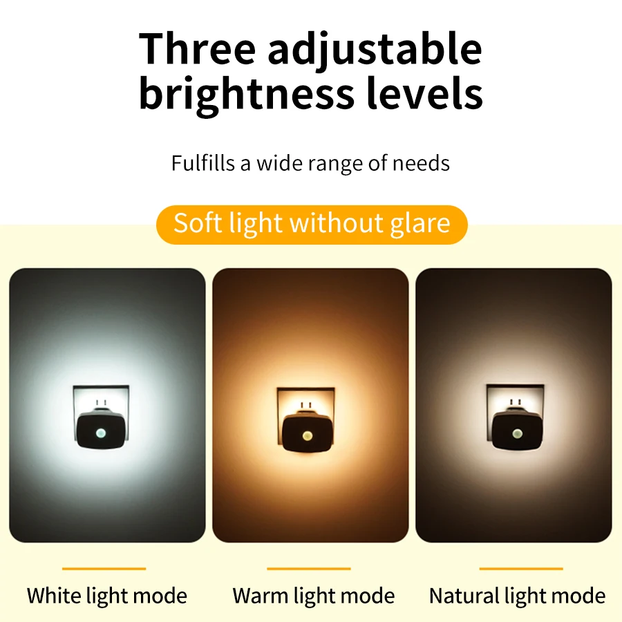 EU/US Plug LED Night Light with Motion Sensor PIR Human Induction Lamp Bedside Lamp For Bedroom Hallway Stair Night Lights