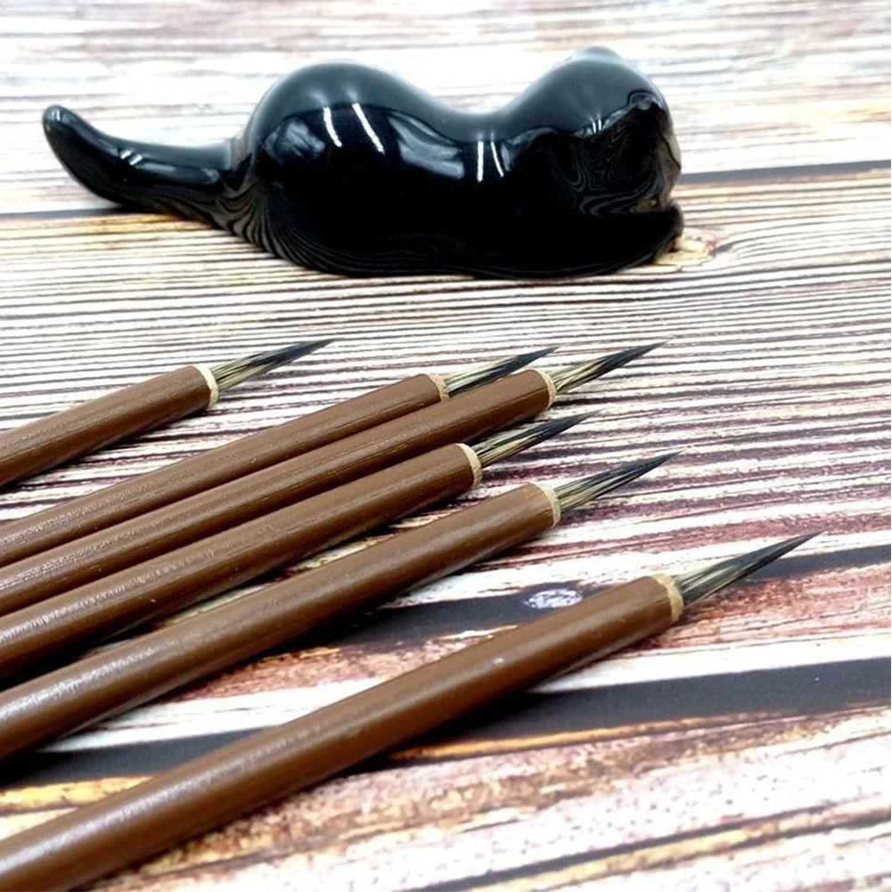 3PCs/set Chinese Calligraphy Brush Pen for Writing Oil Painting Fine Paint Brush Rat Whiskers Hook Line Brush Art Stationery