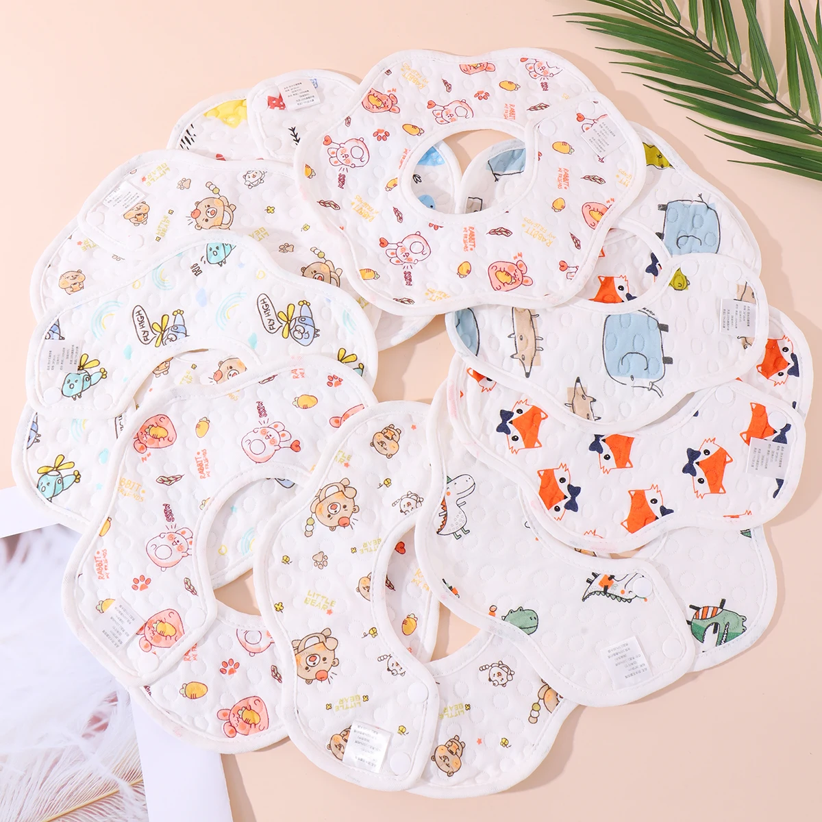 2/3pcs Baby Feeding Bibs 6 Layers Cotton Petal Infants Saliva Towel Summer Newborn Toddler Soft Burp Cloth Kid Bib 360 Degree