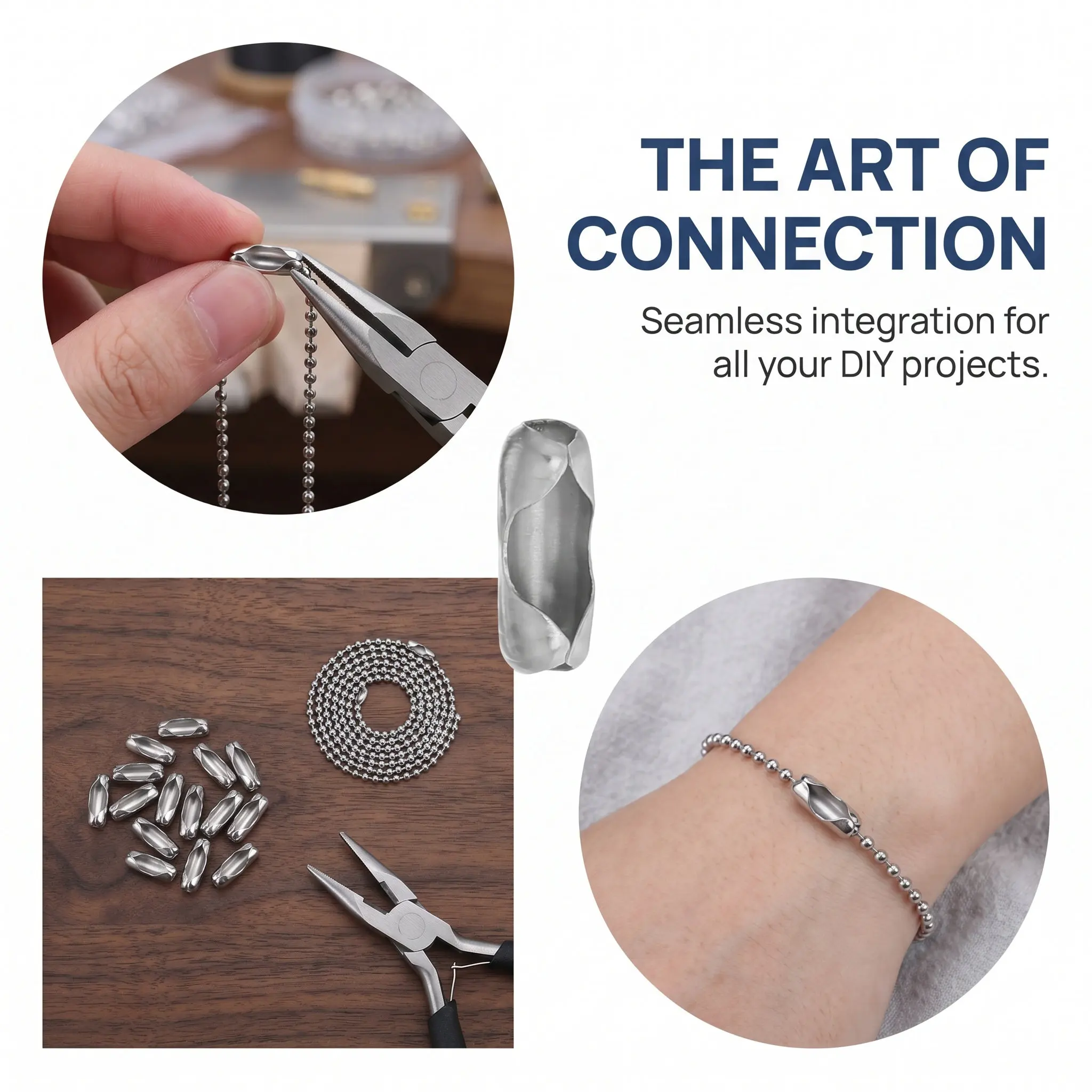 150 Pcs Ball Chain Clasps Connector for Roller Blinds Connectors Beaded Clip Cord