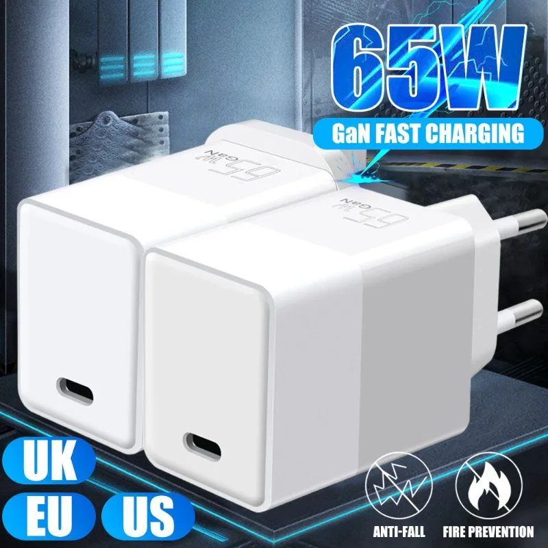 65W USB C Wall Charger Quick Charge 3.0 Type C PD 65W USB Charger Fast Phone Charge Adapter For iPhone Samsung Phone Tablet