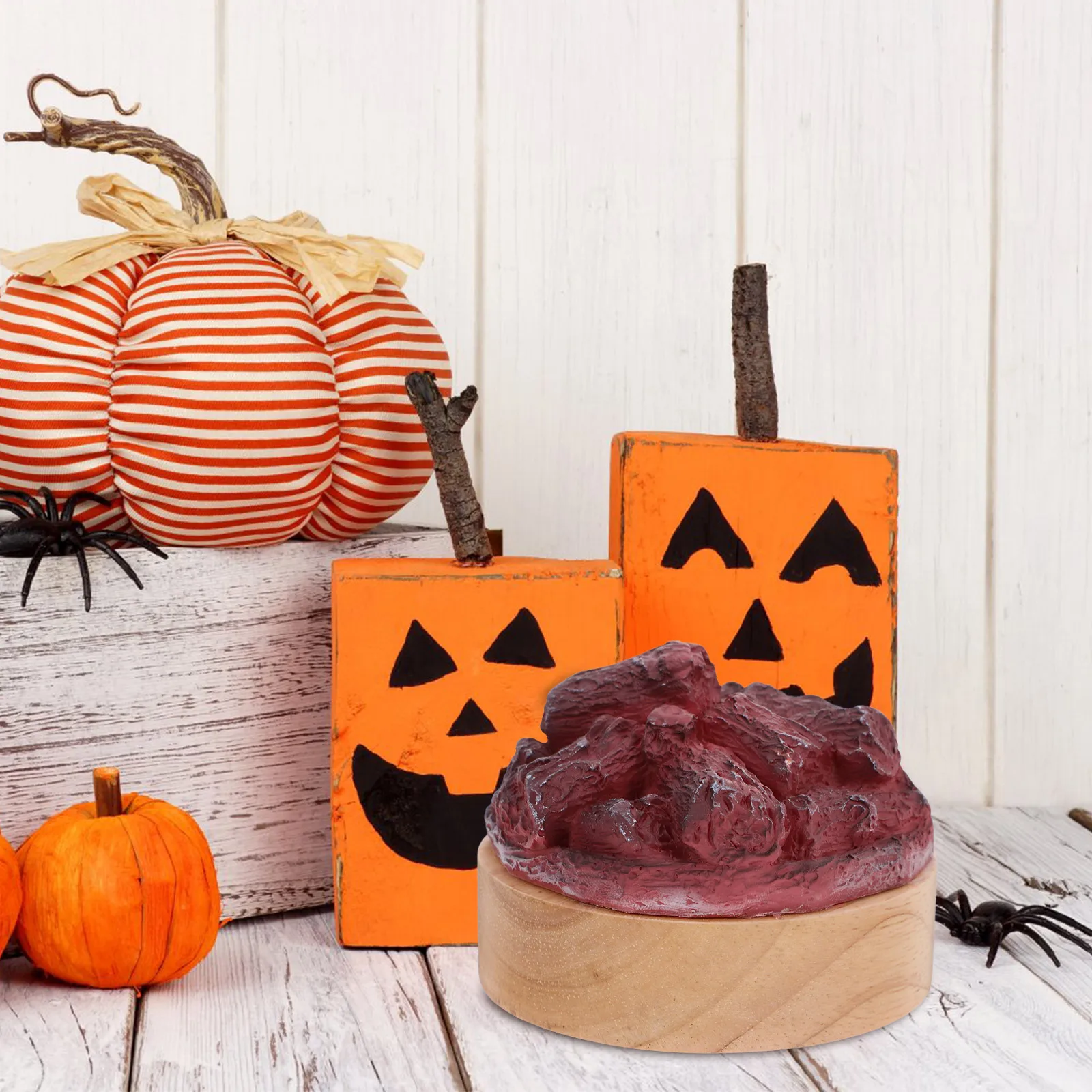 

Realistic Faux Wood Charcoal Night Light in Resin Crafted Campfire Design Powered Cozy Ambiance for Room Travel