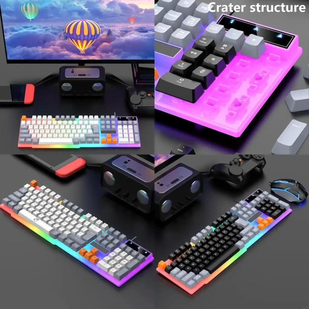 

4X7E 104 Keys= Gaming Keyboard and Mouse Combo Computer LED Backlit Quiet Keyboard