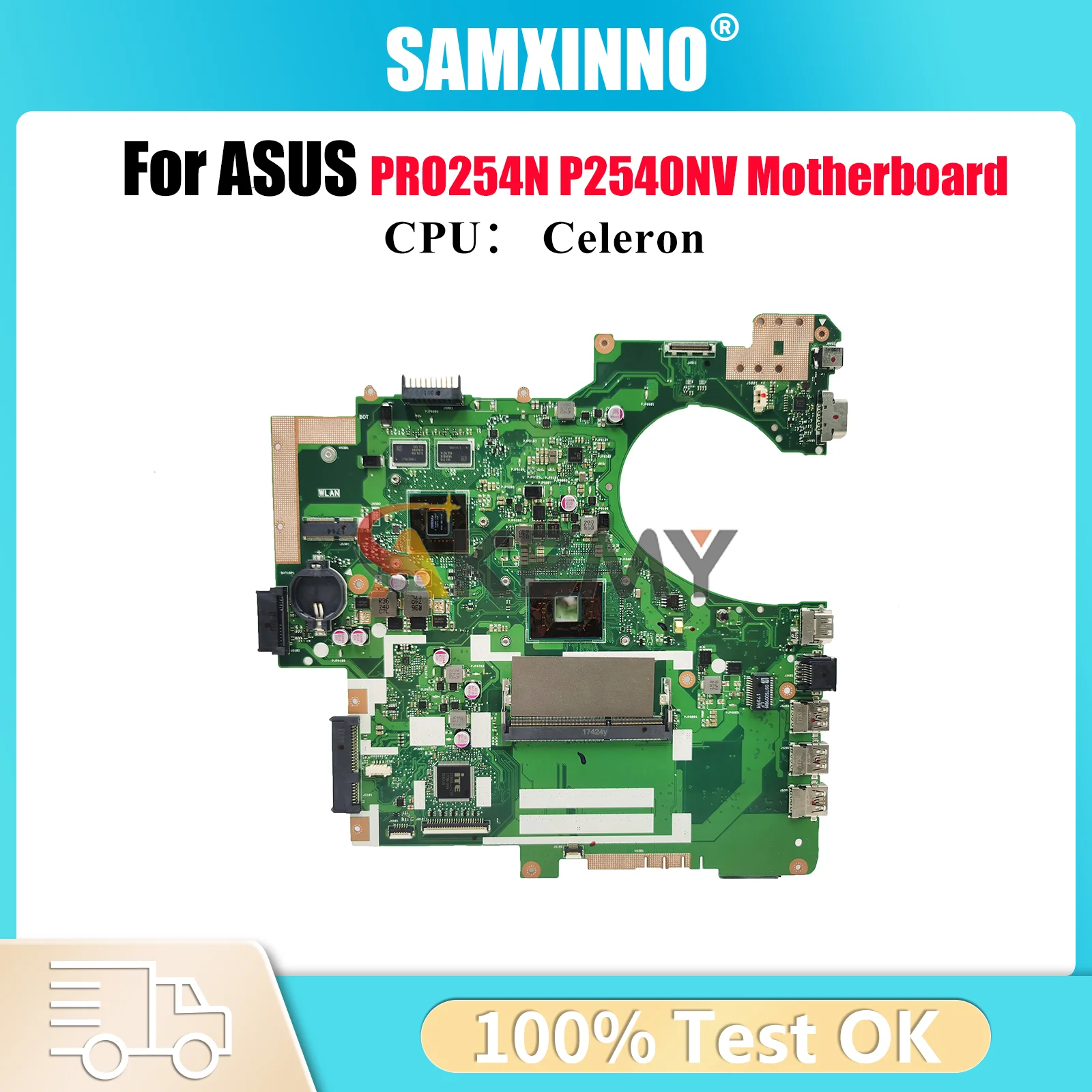 P2540NV Laptop Motherboard For ASUS ProArt P2540N PRO254N P2540NV Notebook Mainboard With Celeron CPU 100% tests OK fast ship