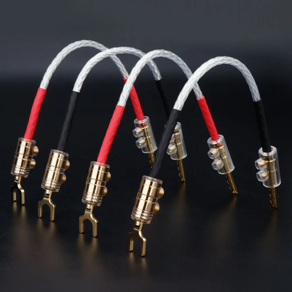 4 Stück OCC Versilberte Verbindungskabel Audiokabel Bananenstecker Y-Stecker Lautsprecher-Brückenkabel OCC Verstärker-CD-Verbindungskabel – Detail 16