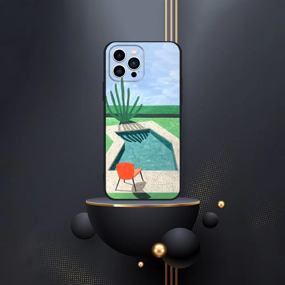 David Hockney Painting Art Phone Case For iPhone 16,15,14,13,12,Pro,Max,11,7,8,Plus,XR,XS Max Shockproof Silicone Soft Shell