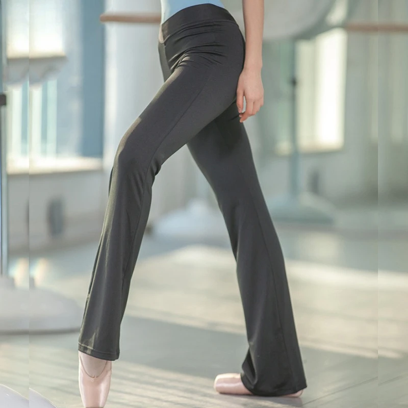 Pantalones de baile ajustados y transpirables cómodos de verano para mujer, pantalones acampanados de cintura baja para danza cuadrada, aeróbicos, Yoga, pantalones de práctica ajustados