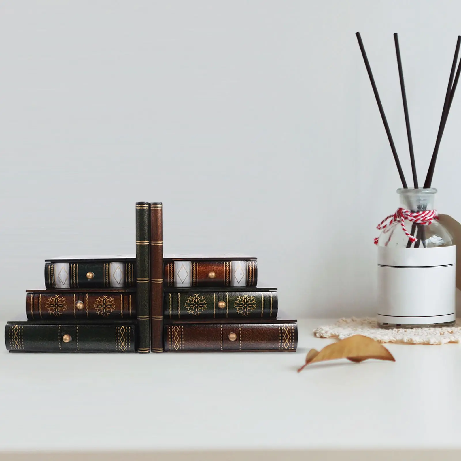 European Retro Bookends for Shelves Quirky Shelf Decorative Shape Container Wood Storage Cases Decorate