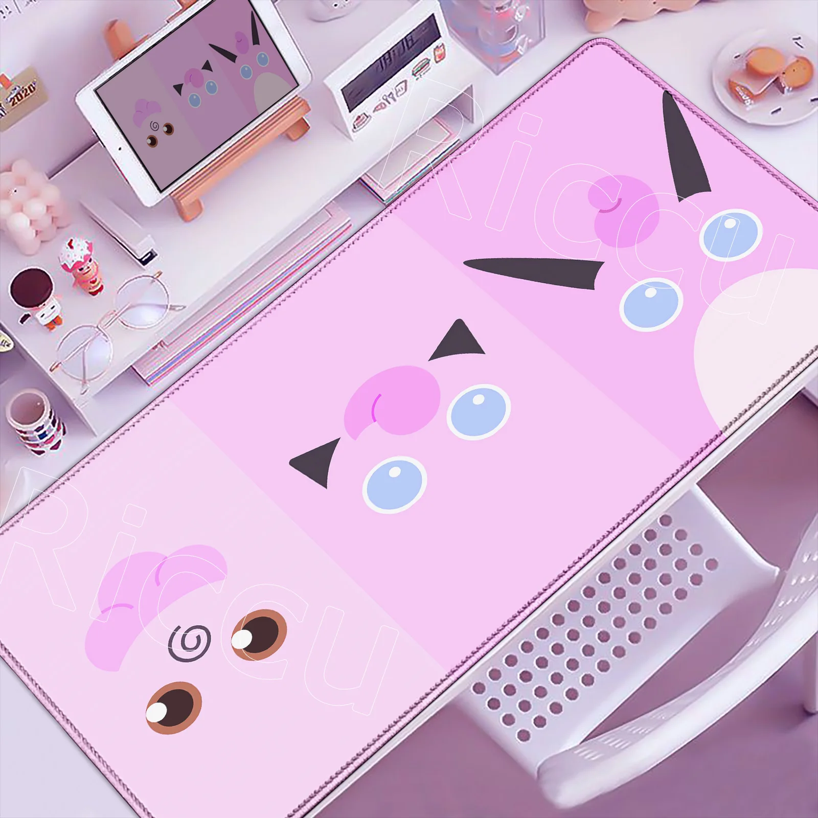 

New Kawaii Pink Keyboard Rug PC XXL Anime Gamer Cabinet Mouse Pad P-pokemonS J-jigglypuff Mousepad Laptop Desk Mat for Girl Gift