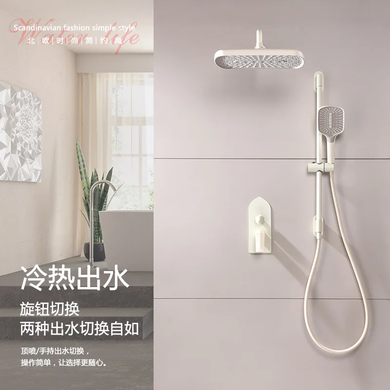 

Bathroom Rain Shower Faucet Set with Hand Shower 2 Function Shower Faucet Combo Kit Bathroom Luxury Rain Mixer Shower Combo Set