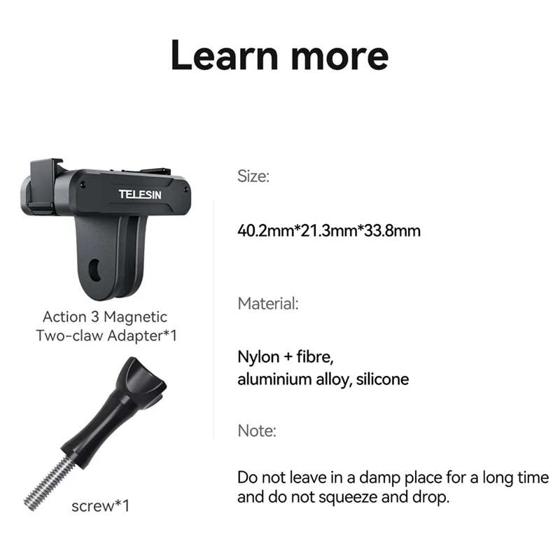 Aksesori kamera aksi, adaptor dua cakar magnetik untuk aksi 3 adaptor