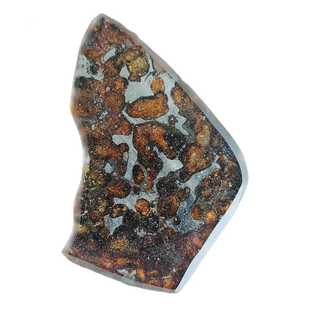 24.7g SERICHO Pallasite Natural Meteorite Material Sliced Olive Meteorite Slices Specimen Collection - From Kenya - QA246