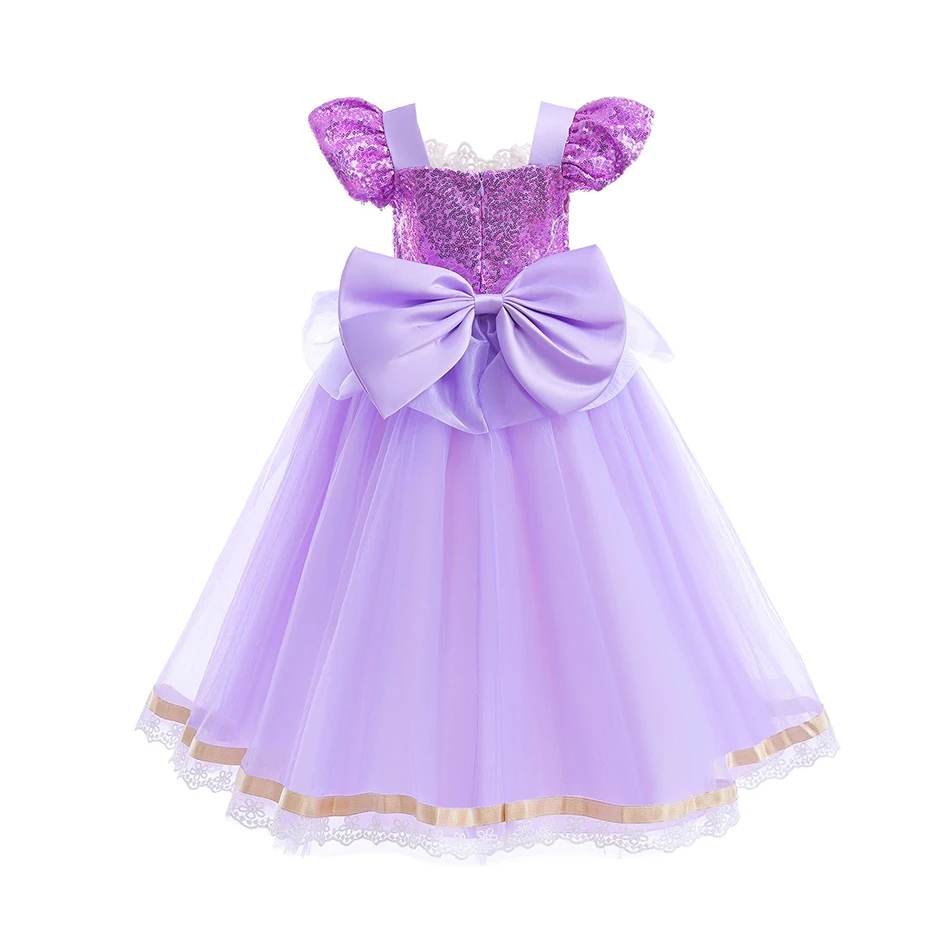 Disney Rapunzel Girl Princess Dress Cosplay Tangled Halloween Birthday Party Vestido Kids Birthday Costume