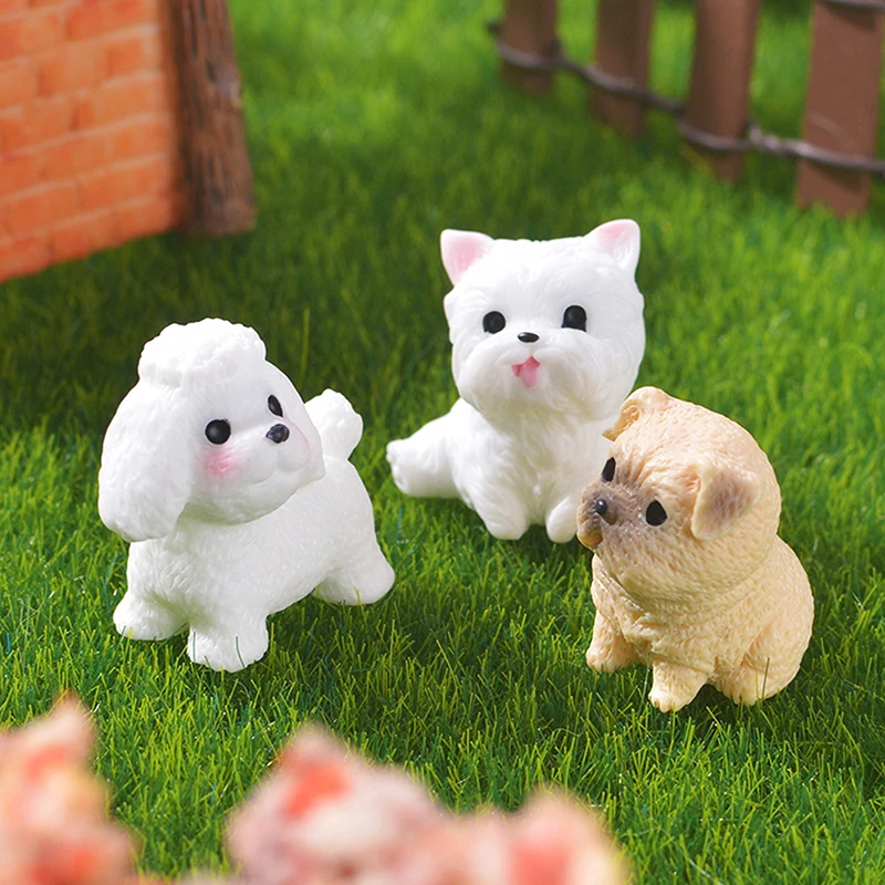 Figuras en miniatura de accesorios de escritorio, adornos de micropaisaje de perro de simulación de dibujos animados para decoración del hogar, 1 ud.