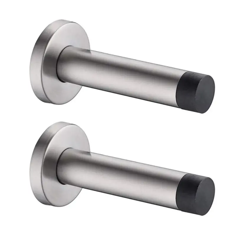 

【VALUE MONEY】For Skirtings& Floors Compatible 2PCS Wall Mounted Door Stop Stainless Steel Door Stopper With Thick Rubber Buffer