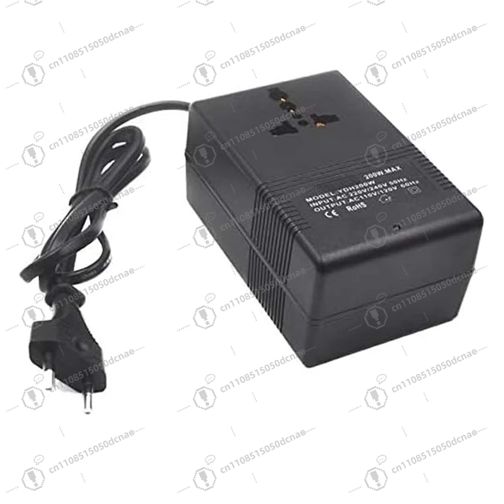 200W Step Down Voltage Converter 220V to 110V Universal Socket European Plug for Travel Appliances