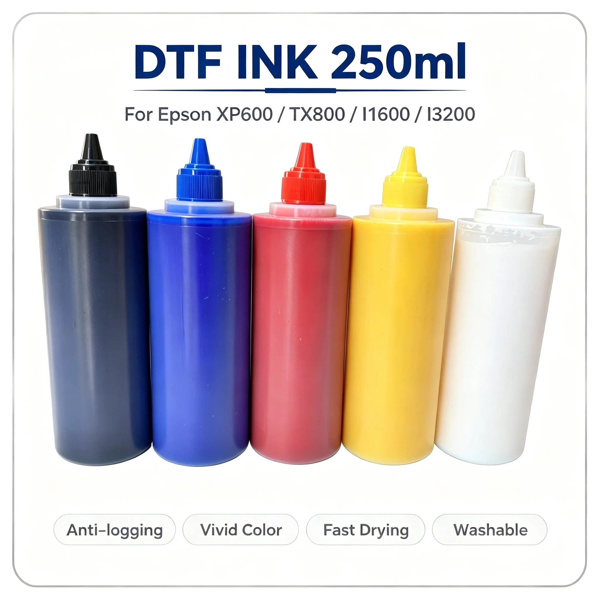 250ML DTF Ink Direct to Transfer Film Ink Compatible For Epson Print head i3200 XP600TX800 L1800 1390 L805 All DTF Ink Printing