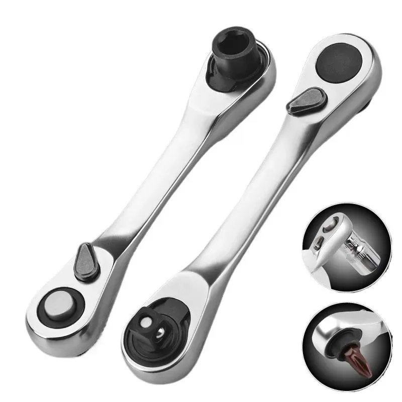 

Mini Treble 1/4 Ratchet Wrench Double Ended Quick Reversible Ratchet Socket Wrench Universal Double-Ended Wrench Combination