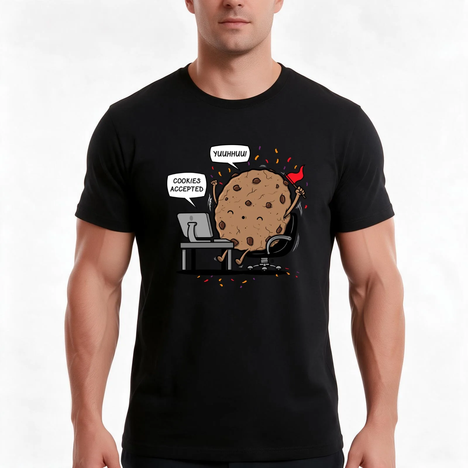 ACCEPTED COOKIES T-Shirt, Summer Casual Cotton Tee, Oversized Streetwear Tops, Vintage Graphic Print, Loose Fit Short Sleeve