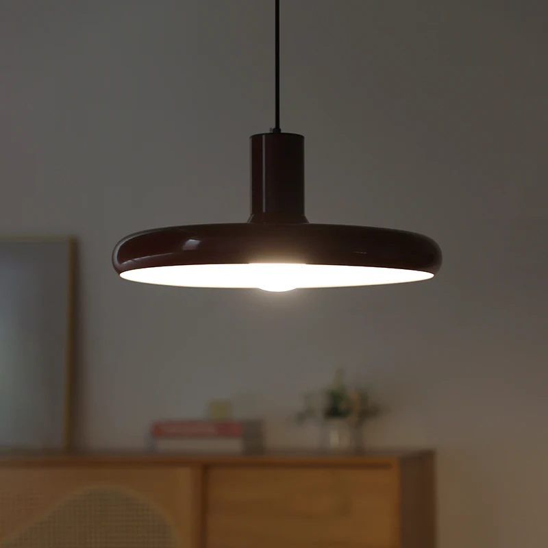 Nordic Red Flying Disc Restaurant Round Pendant Light Modern Creative Living Room Dining Table Home Decor Lighting Chandelier