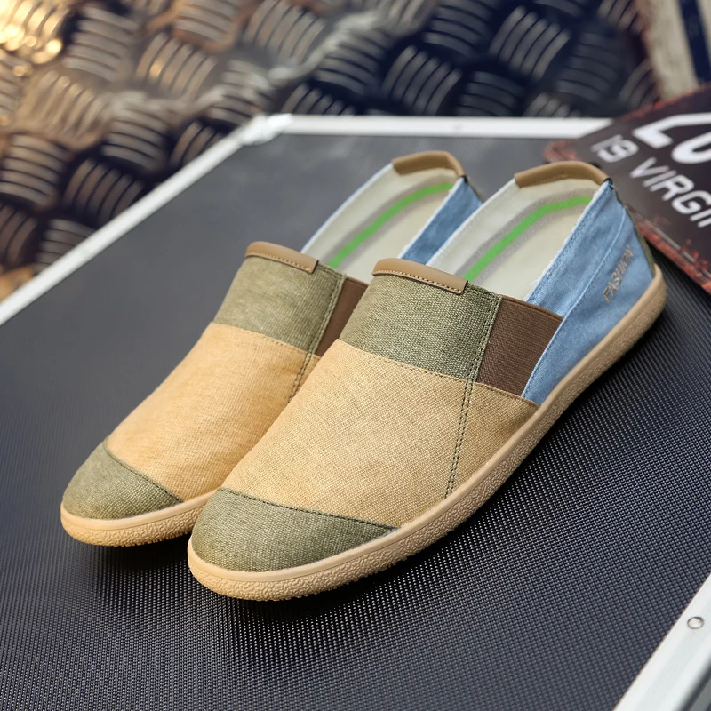 

Осенняя рыбацкая обувь, модные парусиновые кроссовки на плоской подошве, мужские эспадрильи без шнуровки, прогулочная повседневная обувь, мужские лоферы, летние Zapatos