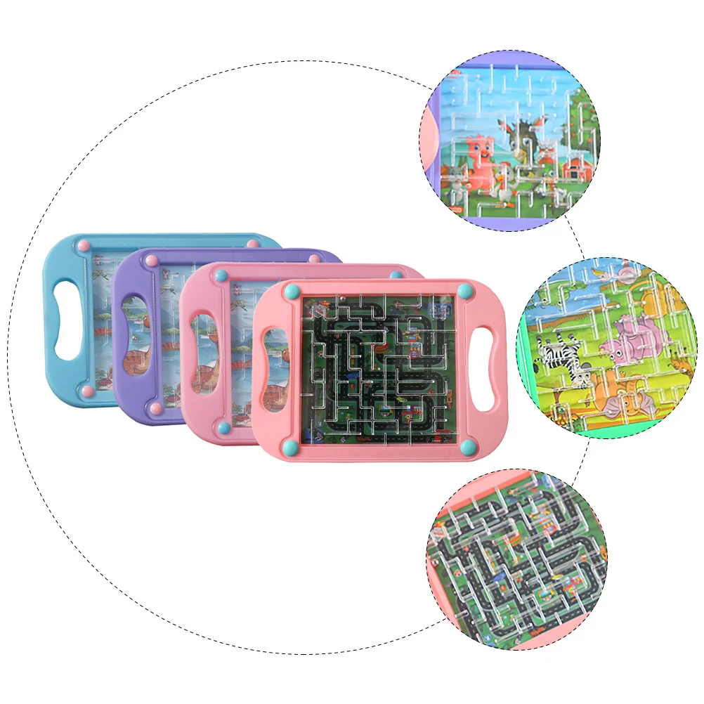 4pcs Beads Maze For Kids Plastic Children Educational Game Brain Teaser Puzzle Board Smooth Edge Motor Skill Development