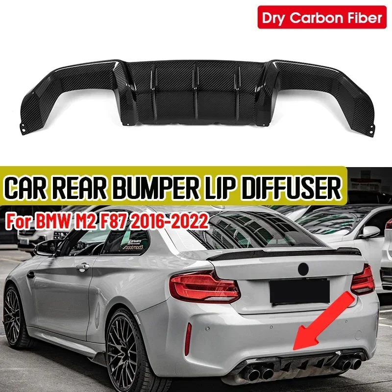 

Dry Carbon Fiber Car Rear Bumper Lip Diffuser Spoiler Side Splitters Apron Flaps For BMW M2 F87 2016-2022 Rear Diffuser Lip