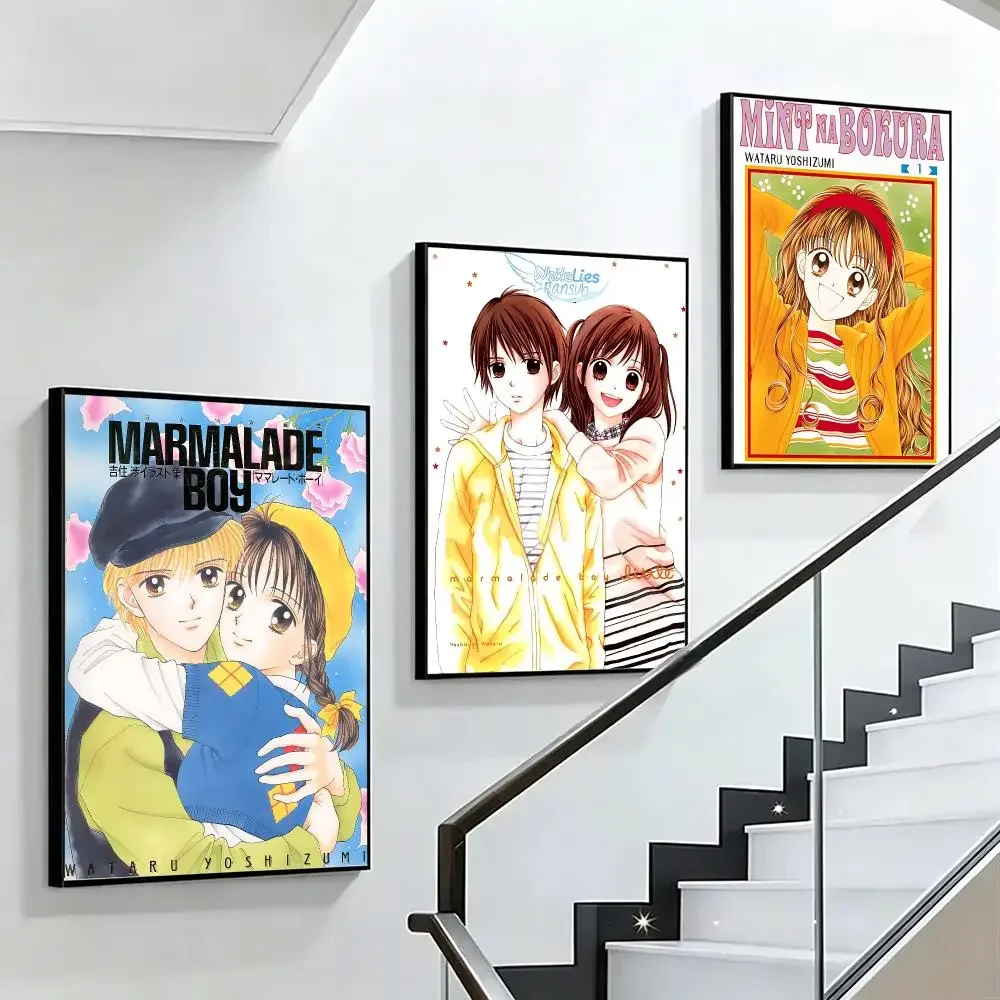anime Marmalade Boy HD Poster Black and White Simple Home Decoration Suitable for Living Room Bedroom Corridor and Gift Giving