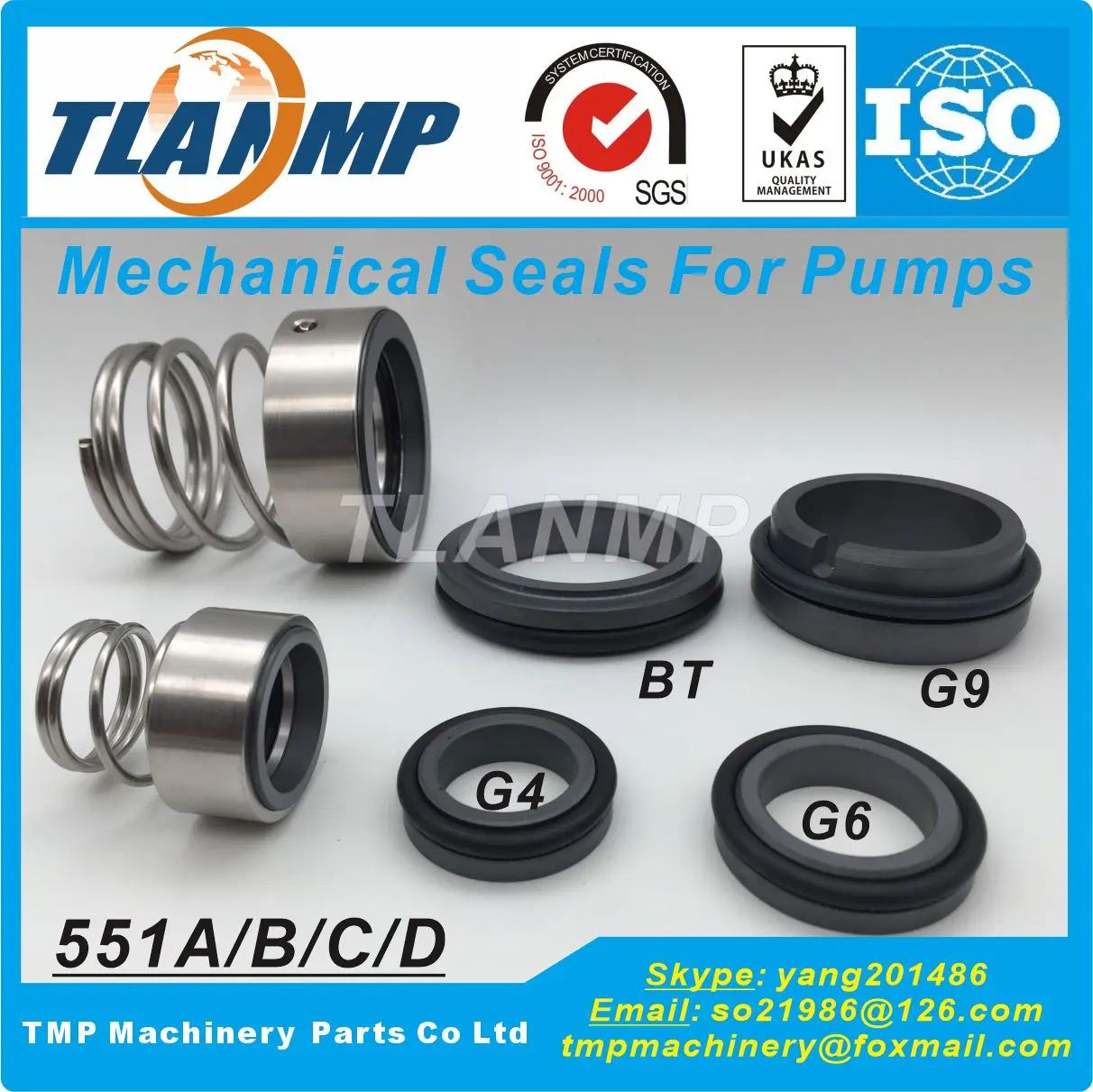 551A-12/14/16/18/20/22/24/25/28/30/32/35 Mechanical Seals (SiC/SiC/VIT)-TLANMP 551A , BT-RN,VUL-CAN 12,ROTE-N R2,UNI-TEN U2