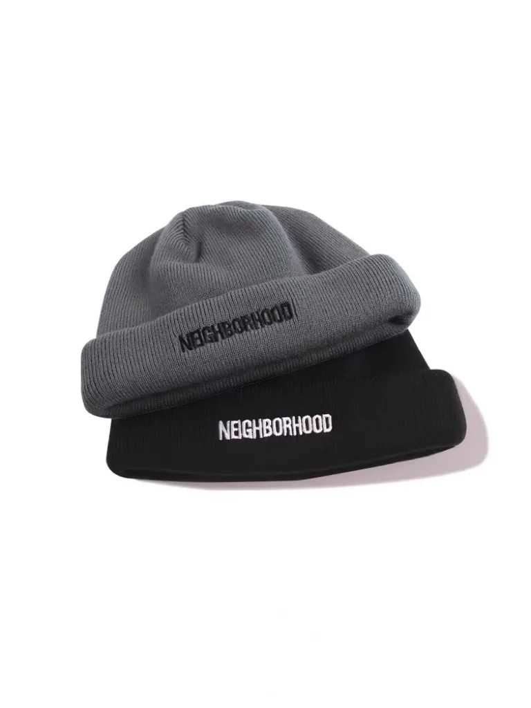 

2024 NEIGHBORHOOD NBHD Warm Knitted Letter Embroidered Casual Woolen Hat MZ164
